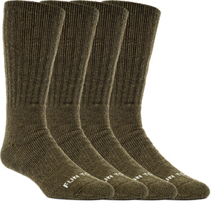 FUN TOES Men's Thermal Insulated Heavy Duty Premium Merino Wool Crew Socks 4 Pairs Pack